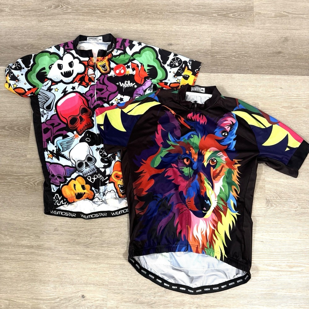 Lot 2 - Weimostar‎ Graffiti Wolf Short Sleeve Full Zip 3 Pocket Size XL